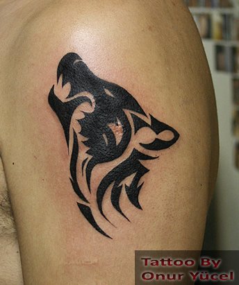 tribal kurt dövmesi - wolf tattoo