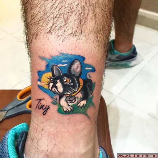 french bulldog tiny tattoo dövmesi köpek dövmeleri