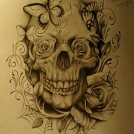 kurukafa gül rose skull dövme modelleri dövme desenleri tattoo desing